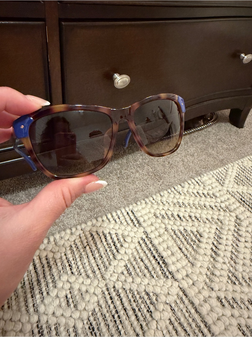 Michael Kors Brown Tortoiseshell Sunglasses with Blue Temples